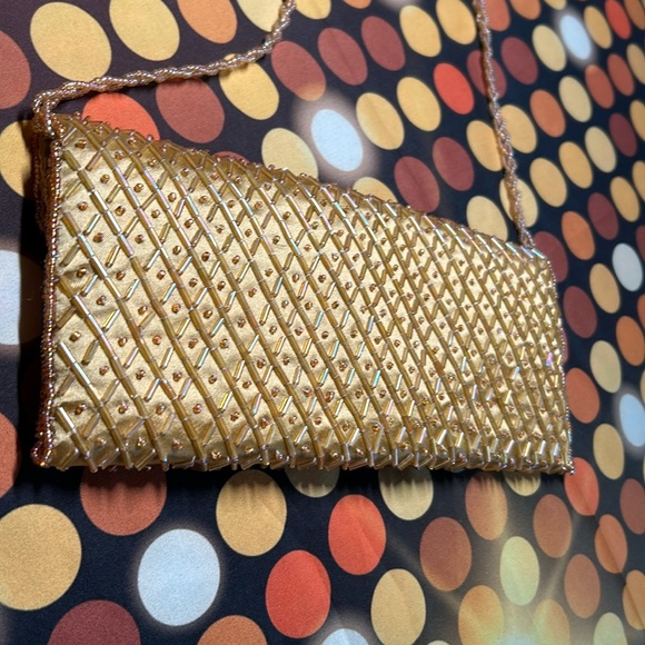 beaded long strap stunning gold purse - Picture 9 of 15